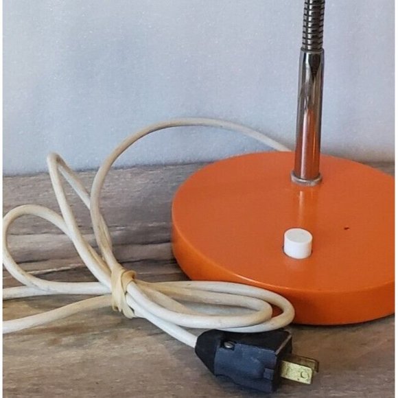 Vintage 70s Desk‎ Lamp Orange Metal Gooseneck Retro Mid Century MCM Germany - Picture 8 of 12